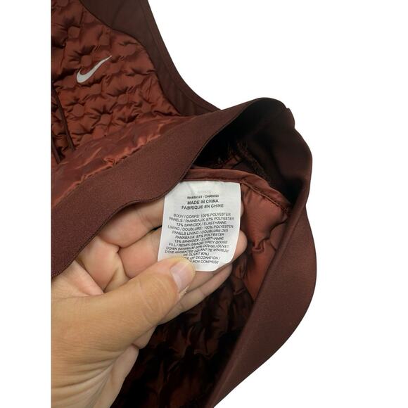 Nike Aeroloft Gilet Womens Medium Brick Red Down Fill Running Vest Body Warmer - Picture 4 of 7